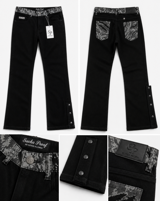 Black/Grey Savage Stack Denim Jeans